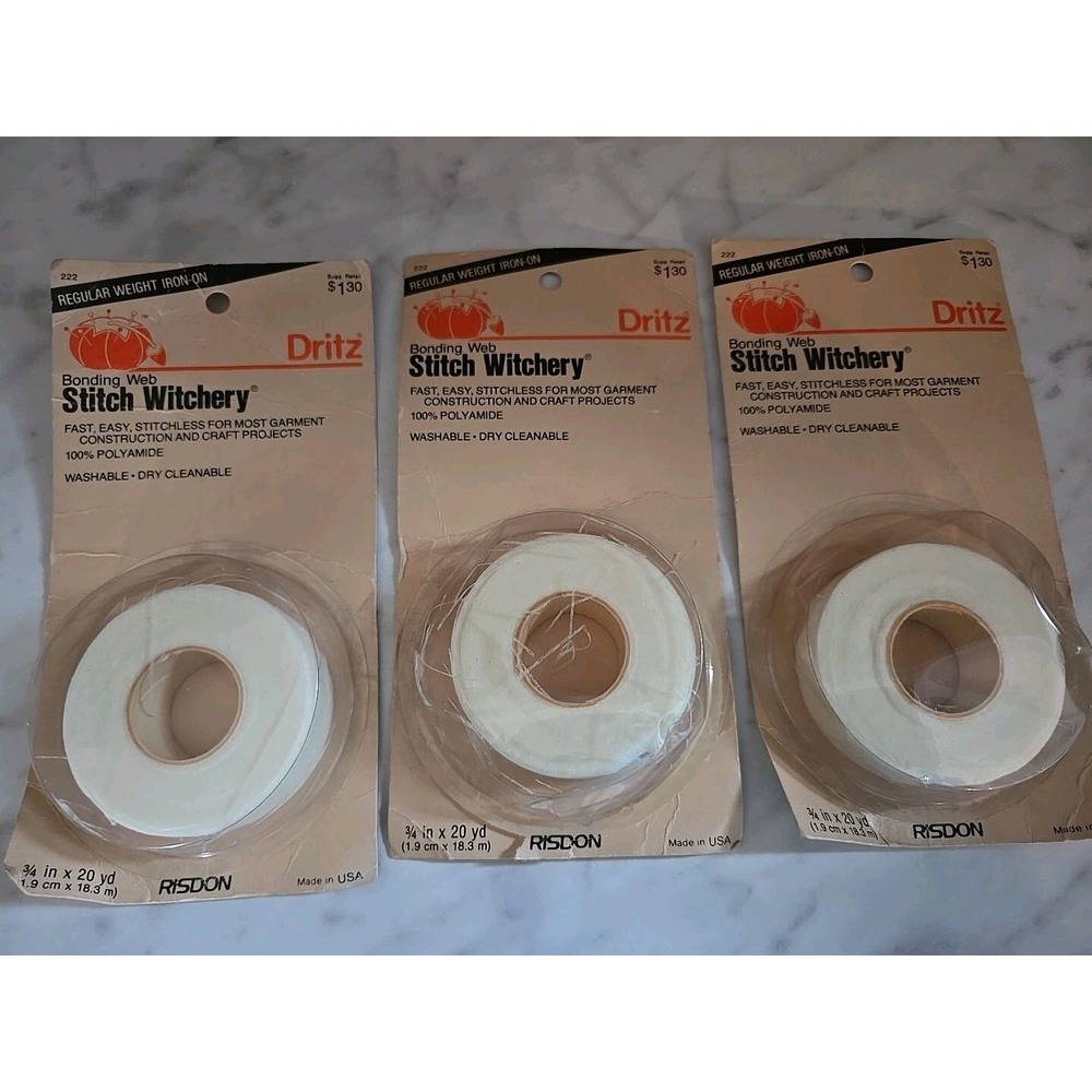 3 Packs Dritz Stitch Witchery Fusible Bonding Web 3/4" x 20 yards 222 new